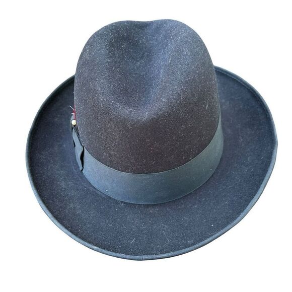 Vintage Dobbs Fifth Avenue Men's Black Fedora Hat Size 7 3/8 - Picture 2 of 11